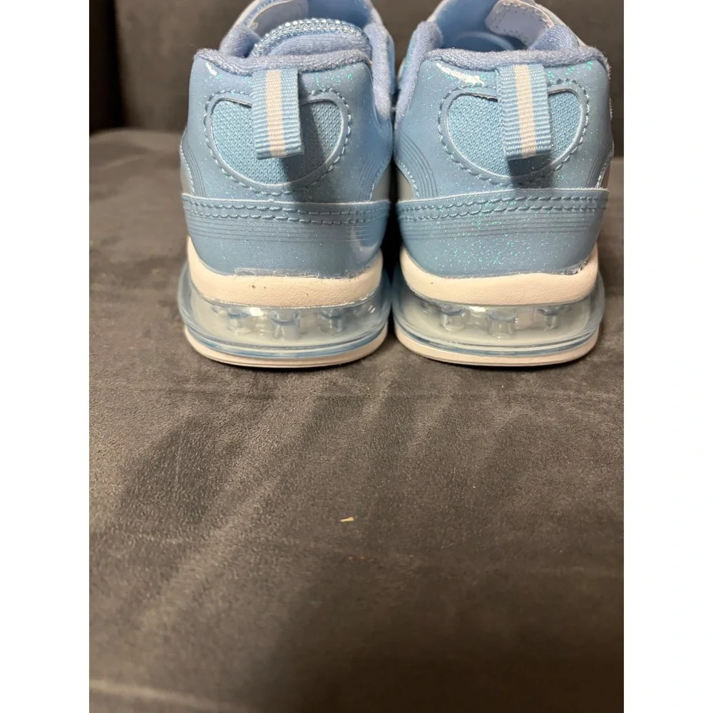 Disney Frozen Elsa Olaf Light Up Sneakers Girls Blue Glitter Shoes Size 10